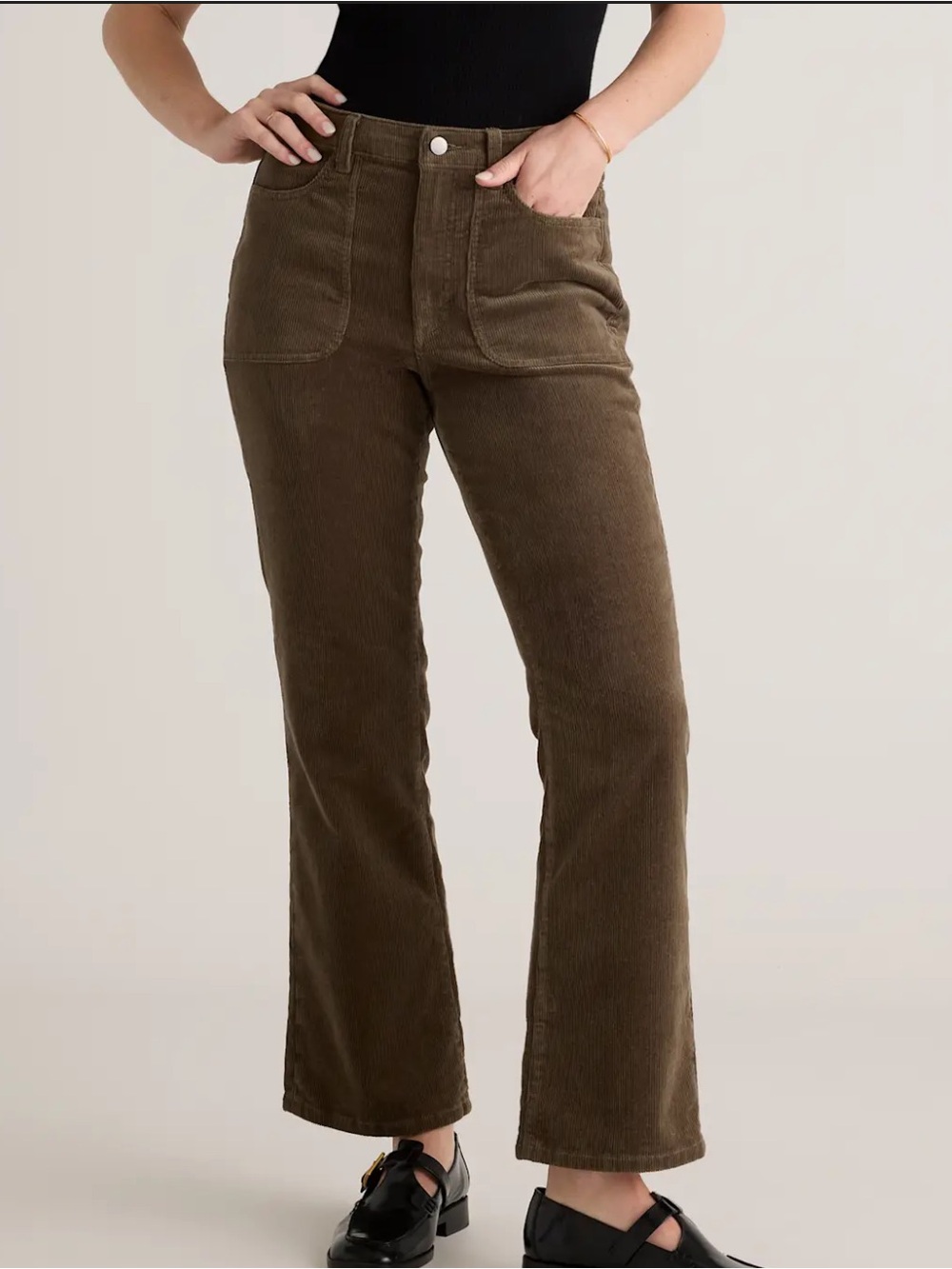 Quince Organic Stretch Corduroy Wide Leg Pants Size 10 Green Seaweed Trousers